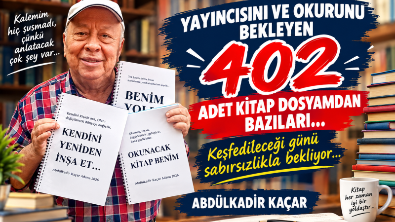 ABDÜLKADİR KAÇAR’IN YAYINCISINI BEKLEYEN 402 KİTAP DOSYASI VAR